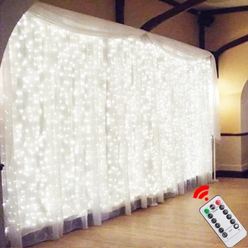 3M USB Luzes de Fadas Cortina do DIODO emissor de Luz da corda Garland Festão Para a Janela da Sala de 2023 Ramadã de Natal, Decoração de Casamento ao ar livre