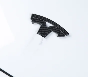 3PCS/Conjunto Volante/ Frente do Tronco / Traseira Tronco Logotipo Adesivo do Logotipo do Carro ABS da Tampa de Fibra de Carbono Adesivo Para o Tesla Model 3/Y