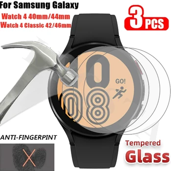 3Pcs de Vidro Temperado de Película Para Samsung Galaxy Watch 4 40 44mm Watch4 Clássico 42 46mm HD Clara Completo Protetor de Tela do Filme de Acessórios