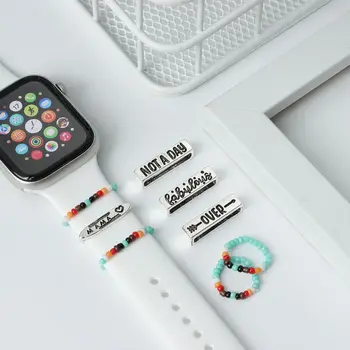 3Pcs Pérolas Coloridas Anel Decorativo Para a Apple Faixa de Relógio de Ornamento Inteligente Relógio de Pulseira de Silicone Wristbelt Charme para o iwatch Pulseira