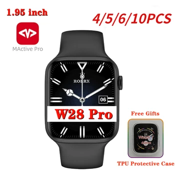 4/5/6/10PCS W28 Pro Smart Watch presentes Grátis 1.95 polegadas Mulheres GRANDES Homens de carregamento sem Fio NFC Mensagem de envio de Atacado Smart Watch