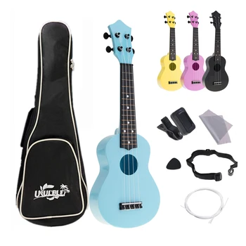 4 Cadeias de 21 Polegadas, ABS Ukulele Kits Completos Acústico Colorido Havaí Guitarra Guitarra Instrumento para Crianças e Música Novato