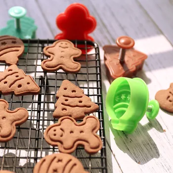 4 Pcs/Set DIY Cartoon Biscoito Molde Cortador de Biscoito em 3D Biscoitos de Natal Molde Plástico ABS de Cozimento Molde, Decoração de biscoitos Ferramentas