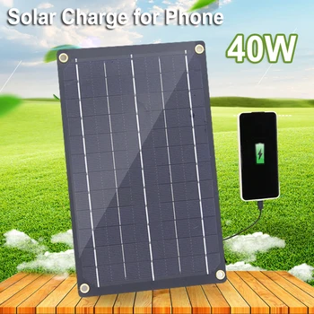 40W Poderoso Painéis Solares USB 5V Solar do Silicone Monocrystalline Placa de Acampamento ao ar livre Impermeável Móvel de Alimentação Carregador de Telefone Celular