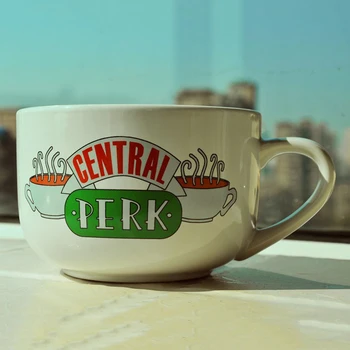 500mL Amigos de Tv Central Perk, o Café Caneca Criativa de Grande Capacidade, Cor Branca Chá de Leite Suco de Taça de Cerâmica Presentes para Amigos