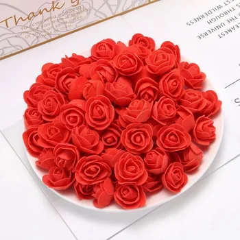 500pcs/Saco Artificial Rosa Flor na Cabeça DIY de 3,5 cm de Espuma PE de Rosa para Ursos de Pelúcia Casamento, Natal, Dia dos Namorados Decoração