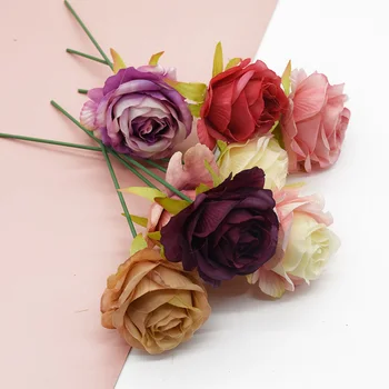 50Pcs de Alta qualidade levantou a cabeça flores Artificiais Scrapbooking Vasos para decoração de Headwear Diy caixa de Doces de Casamento a Decoração Home