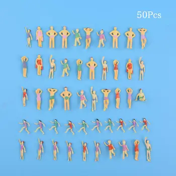 50pcs OO Escala 1:75 Poses Diferentes Pintado de natação pessoas Números de Modelo da disposição do Trem da Praia de pessoas