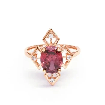 585 roxo banhado a ouro 14K ouro rosa embutidos oval cor-de-rosa de pedra preciosa anéis de casamento para casais clássico craft design de jóia do partido dom