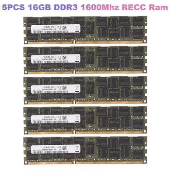 5PCS 16GB DDR3 1600Mhz RECC Ram 240pino 2RX4 1.35 V REG ECC Memória RAM Para X79 placa-Mãe X58