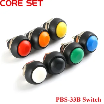 5pcs 2pinos PBS-33B Interruptor de 12mm 3A 125 interruptor impermeável pbs33b momentânea Interruptor de botão de pressão reset Não-fecho