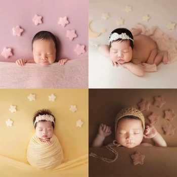 5Pcs Artesanal Bebê de Feltro de Lãs de Estrelas Decorações Infantil Tiro da Foto de Acessórios de Fotografia de Recém-nascido Adereços