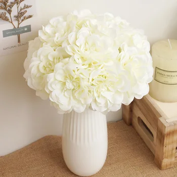 5pcs Bela Artificial Peônia Flores Branco de Alta Qualidade Buquê de Casamento Mesa de Casa Decoração Falso Flores de Natal Arranjo