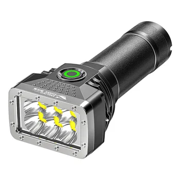 6 LEDs Lanterna 4º Engrenagem de Ajuste Tocha Recarregável de Alto Brilho de indicação de Potência de Iluminação Exterior para o Acampamento de Emergência