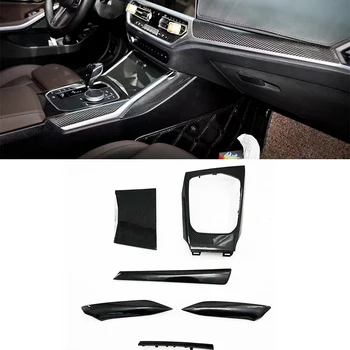 6 Pack Genuíno de Fibra de Carbono, Painéis Interiores para BMW série 3 Série 4 G20 G21 G22 G23 G26 G28 Console Central Shift Tampa do Painel de Guarnição