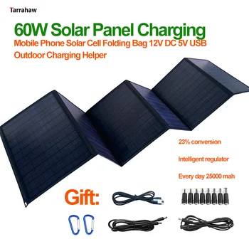 60W Painel Solar 5V12V 18V Folding Painel Solar de Carregamento do Telefone Móvel do Banco do Poder Exterior Carregador Para o Celular de Alimentação de Carga da Bateria