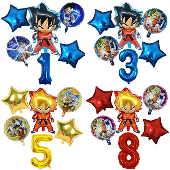 6pcs Dragoned Bola Japão Anime Figura Folha de Balão de Criança Aniversários festas do Chuveiro de Bebê 32em Número de Globos Decorações do Partido