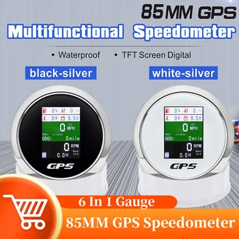 85MM Impermeável GPS Velocímetro Odômetro de Medidor de Combustível de Levle/temperatura da Água/Óleo da Pressão/Tensão/Tacômetro Medidor Digital de 12/24V