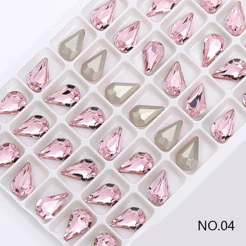 8x13mm 48Pcs 3D Rhinestones da Arte do Prego Pedras de Vidro DIY Decoração Manicure Diamante Gotas de Água Para as Unhas