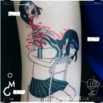 9*12cm de Terror Japonês Homem Junji Ito Horror Menina da Escola Padrão Escuro Etiqueta da Tatuagem