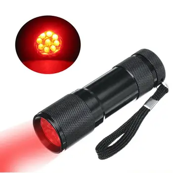 9 Diodo emissor de luz Luz Vermelha Mini Lanterna Tocha Portátil Para a Astronomia de Navegação de Visão Noturna 625nm Vermelho Flash de Luz de Iluminação de Exterior