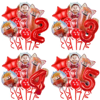 9pcs Disney Transformando Vermelho 32polegadas Nunber Balões de desenhos animados do Panda Festa de Aniversário, Decorações Para as Crianças Brinquedos do Chuveiro de Bebê para festas