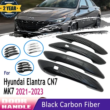 A Fibra de carbono maçaneta da Porta Exterior Para Hyundai Elantra 2022 CN7 de 7ª Geração 2021 2023 Avante i30 Sedan Acessórios do Carro Adesivo