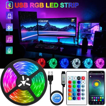 A Luz de Tira CONDUZIDA Bluetooth USB, RGB 5050 5V Luzes LED RGB Flexível, Lâmpada LED Fita Fita RGB TV Desktop luz de fundo do Ecrã de Fita
