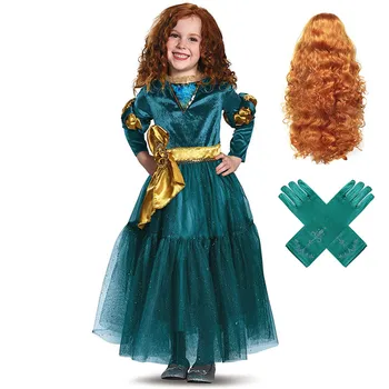 A princesa Merida Traje para as Meninas Escócia Royal Kids Halloween Filme Corajoso Cosplay Carnaval Mérida Vestido de Criança de Aniversário de Fantasia