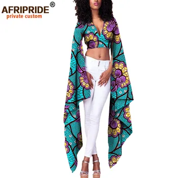 Africano de Roupas para Mulheres Dashiki, Topos de Camisa de Impressão com o brilho de Manga de Pescoço V Sexy Outwear Blusa AFRIPRIDE A722406