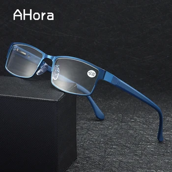 Ahora Novo TR90 Homens de Negócios Óculos de Armação de Metal Praça de Leitura Presbiopia Óculos de Dioptria +1.0 1.5 2.0 2.5 3.0 4