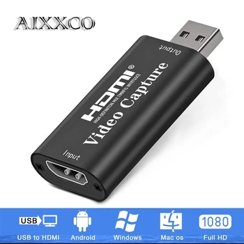 AIXXCO de Vídeo 4K de captação de USB HDMI da placa de Video Grabber Registro de Caixa para o PS4 DVD Câmera de vídeo Câmera de Gravação de Streaming ao Vivo