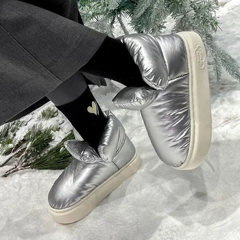 Algodão Chinelos Mulheres Impermeável Inverno Nova De Pelúcia Engrossado Pão Sapatos De Algodão Amantes Coreano Botas De Neve Pode Usar Fora De Homens