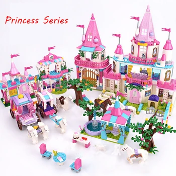 Amigos Mágicos do Castelo de Princesa a Rainha Blocos de Construção Definido para as Meninas Da Casa de Carro do Palácio de Crianças, Construção de Tijolos de Brinquedos