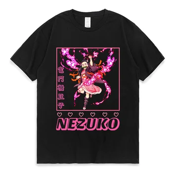 Anime Japonês Demon Slayer Mulheres Homens T-Shirt Kimetsu Não Yaiba Nezuko Gráfico Impresso De Manga Curta T-Shirt Unisexo Y2k Roupas