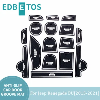 Anti-Pó de Tapetes Para Jeep Renegade BU Acessórios Carro Personalizado da Copa Titular Insere, Console Central do Forro da Porta Forros de Bolso Interior