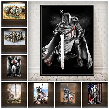 Antigo Cavaleiro Templário 5D DIY Diamante Pintura, Mosaico Soldado de Cristo, Strass, Bordados Ponto de Cruz, Artesanato Decoração