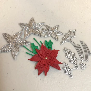 Artesanato de corte de metal morre corte die molde de flor de Natal deixa a página de Recados de papel de faca artesanal molde lâmina soco estênceis morre