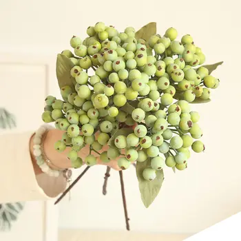 Artificial verde Berry ramo pequeno bacca frutas de bagas de espuma falso flores a decoração home acessórios plante artificielle