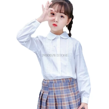 As Meninas da escola Formal, Vestido de Blusa, Camisa de Marca Branca da forma Estudante Camisa para Garotas Grandes Filhos de Desempenho do Vestuário de Blusa