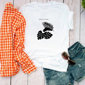 As plantas são Amigos de impressão de T-Shirts monstera folha de bananeira planta suculenta tee gráfico superior festival de verão kawaii tumblr vegan camisa