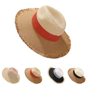 Atacado chapéu de palha do chapéu de sol de cores gradiente da três-camada dos homens e mulheres da praia hat кепка мужская chapéu Fedora de turismo de Panamá