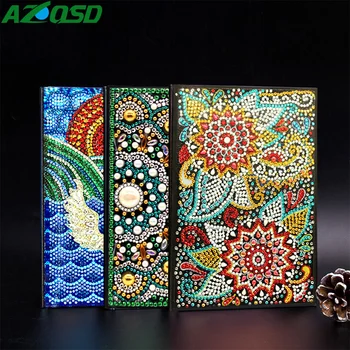 AZQSD Diamante Pintura, Mosaico Caderno Especial em Forma de Flor Mandala Padrões A5 Diário de Livro Bordado Dom de DIY