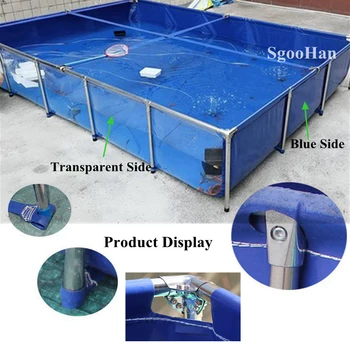 Azul-Transparente Lona Da Piscina De Água Casa De Aquário Aquário, Piscina Para Crianças Aquicultura Tanque De Água+Suporte Em Aço Inox