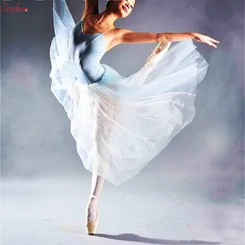 Azul Tulle Ballet Saias Longas Para As Mulheres Adultos Lago Dos Cisnes Traje De Bailarina Bodysuit De Balé De Meninas De Vestido Romântico Ballet Roupas