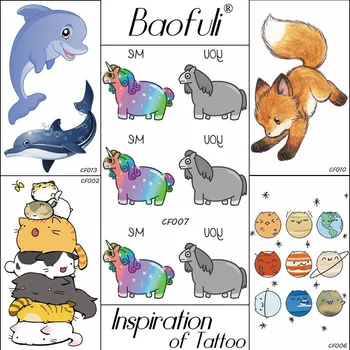 BAOFULI dos desenhos animados de Animais Tatuagens Temporárias Para o Bebê Presentes de Natal Impermeável Falso Tatoos Unicórnio Arte Corporal da Ovelha Crianças Tatuagem Adesivos