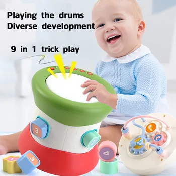 Bebê Musical Mão Bater Tambor Crianças de Educação infantil Brinquedo Quebra-cabeça Batida de Tambor Bell Anel de Instrumentos de brinquedos de presente de aniversário
