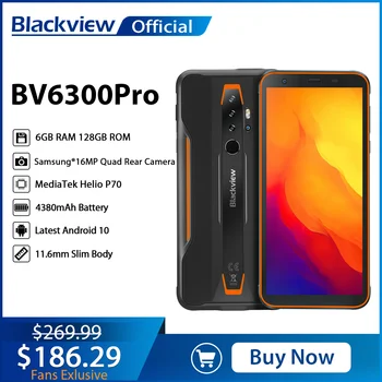 BLACKVIEW BV6300 Pro Robusto Telefone Helio P70 6GB+128GB Smartphone 4380mAh Android 10.0 Telefone Móvel IP68 Impermeável Celular