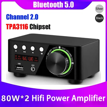 Bluetooth Compatível com hi-fi Amplificador de Potência 50Wx2 Tpa3116 Canal BT 2.0 5.0 Casa, Carro, AMPLIFICADOR de Áudio Digital USB U-disco TF Leitor de Música