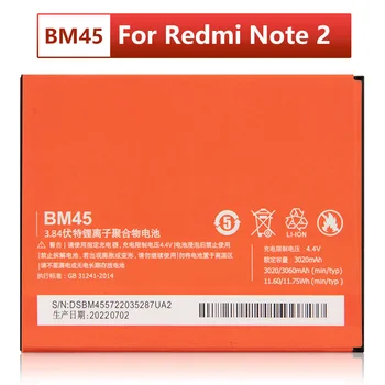 BM45 Bateria de Substituição Para o Xiaomi Mi Redmi Nota 2 Redrice nota 2 Baterias de Telefone 3060mAh